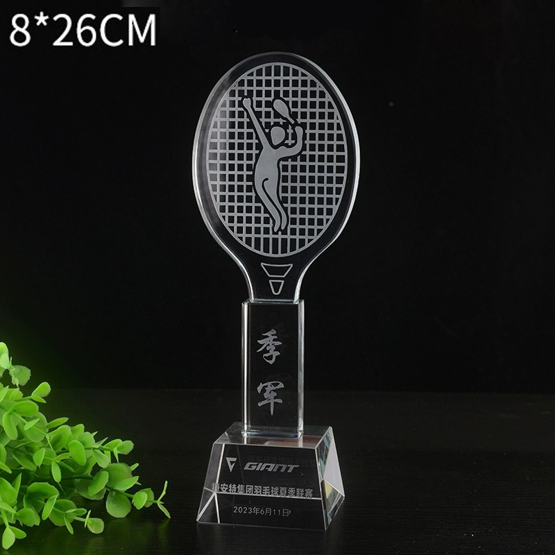 Badminton Europe - Trofeo de cristal personalizado, bádminton, tenis,
