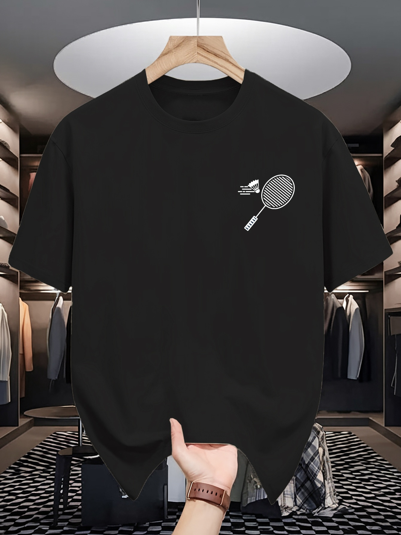 Badminton Aesthetic - Camiseta de Cuello Redondo para Hombre,